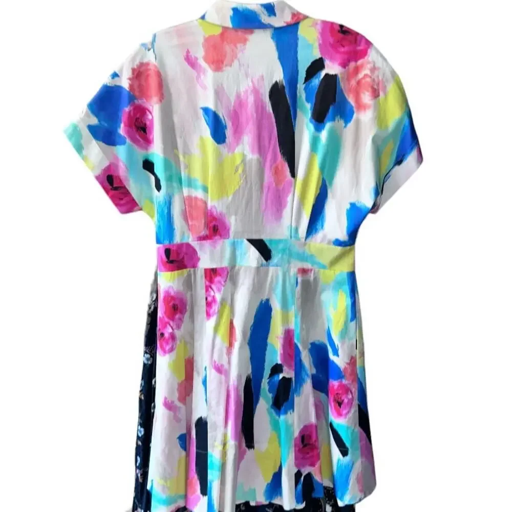 $398 Kate Spade s/s Watercolor Shirt Dress Flavor of the Month Multi color Sz 6
